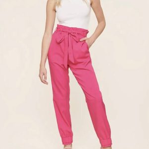 Paper Tasche Taille Hose in heißen rosa