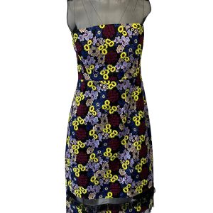 Erdem Blumen bestickt Mantel Kleid mit Netz Ausschnitt 7748715642940