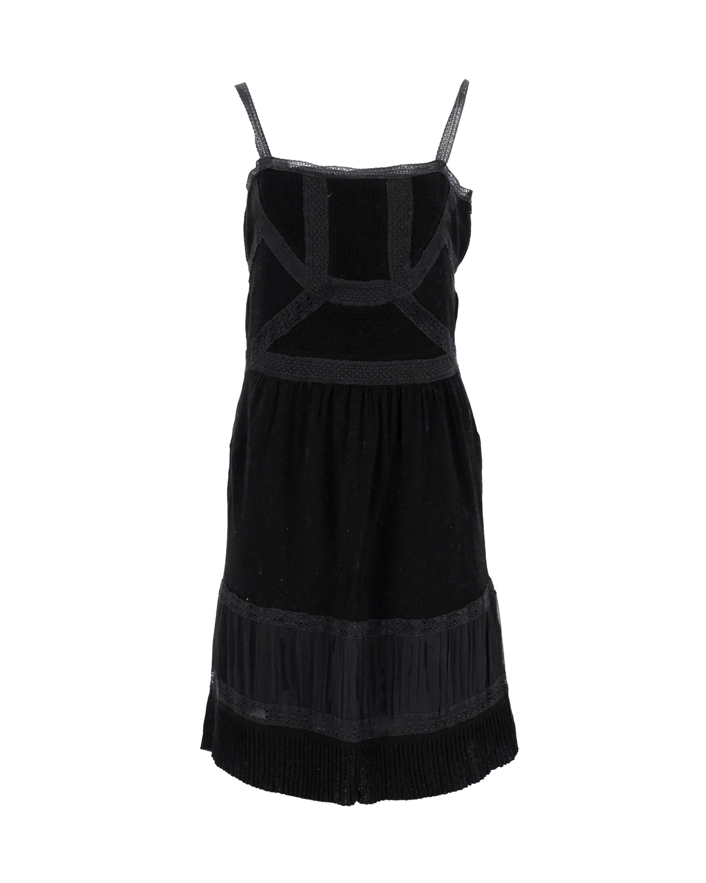 Moschino Ärmelloses Kleid mit Spitze aus schwarzer Baumwolle