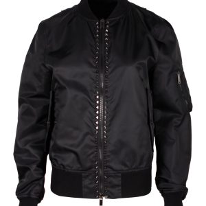 Valentino Garavani Rockstud Bomberjacke aus schwarzem Nylon