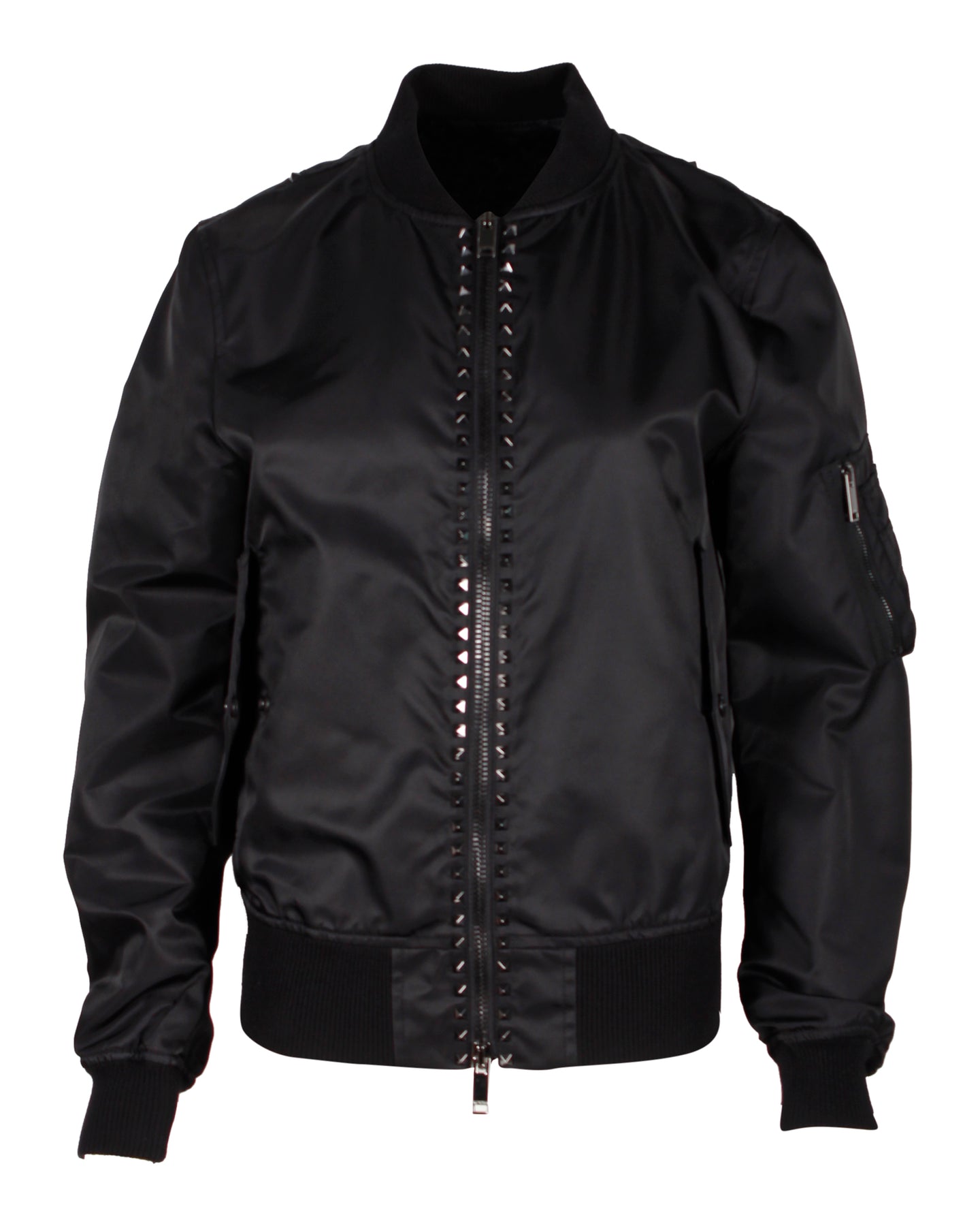 Valentino Garavani Rockstud Bomberjacke aus schwarzem Nylon