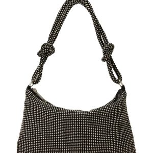 Damen Strass besetzt Hobo Tasche in schwarz klar Stein
