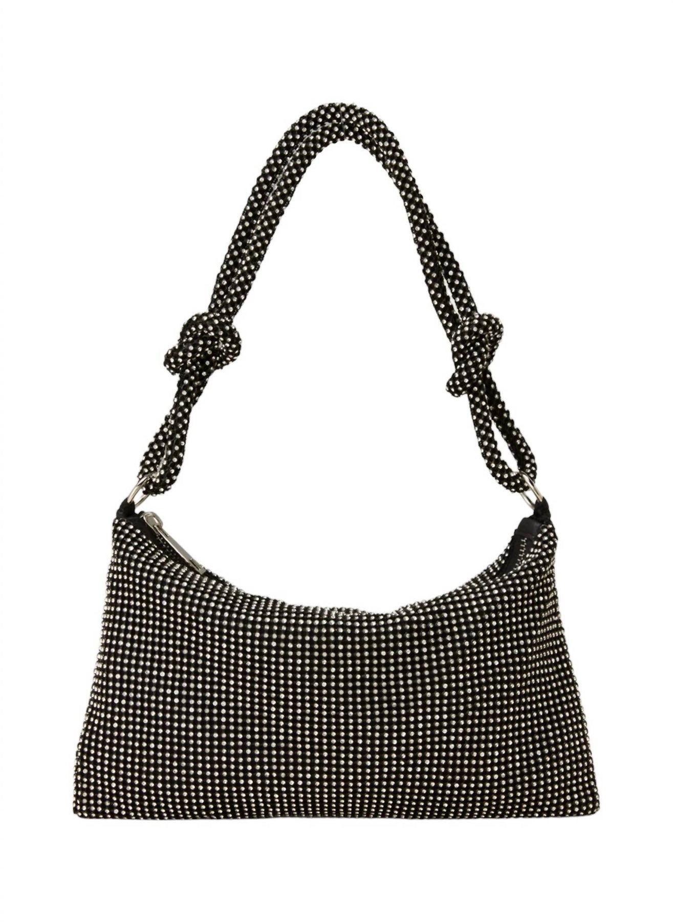 Damen Strass besetzt Hobo Tasche in schwarz klar Stein