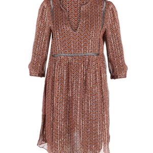 Ba&sh Mesh Sleeves Minikleid in orange Druck Viskose