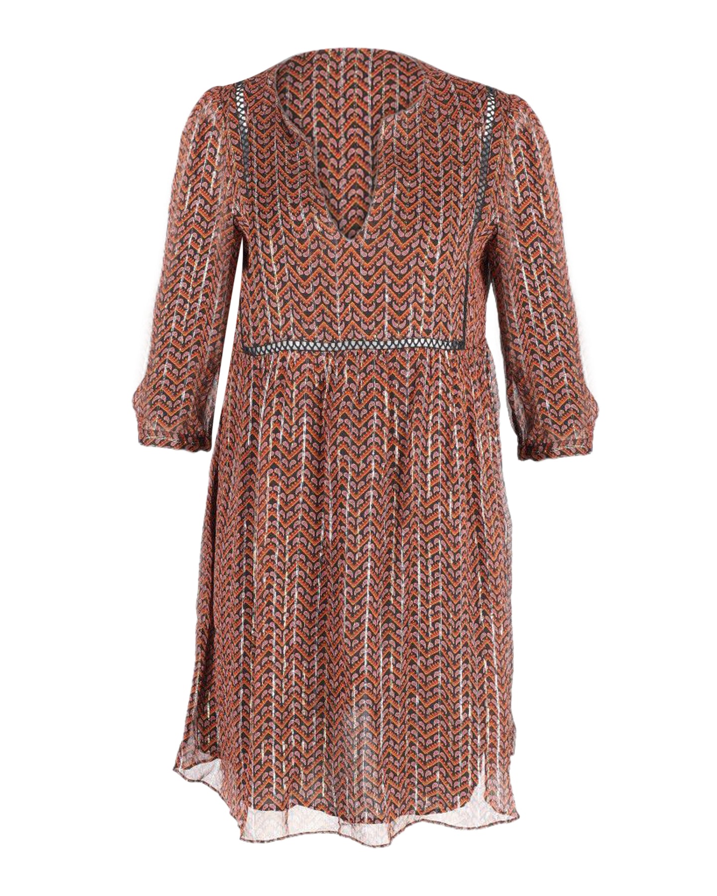 Ba&sh Mesh Ärmel Minikleid aus orangefarbener bedruckter Viskose