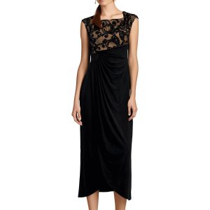 Petites Mesh Inset Evening Kleid