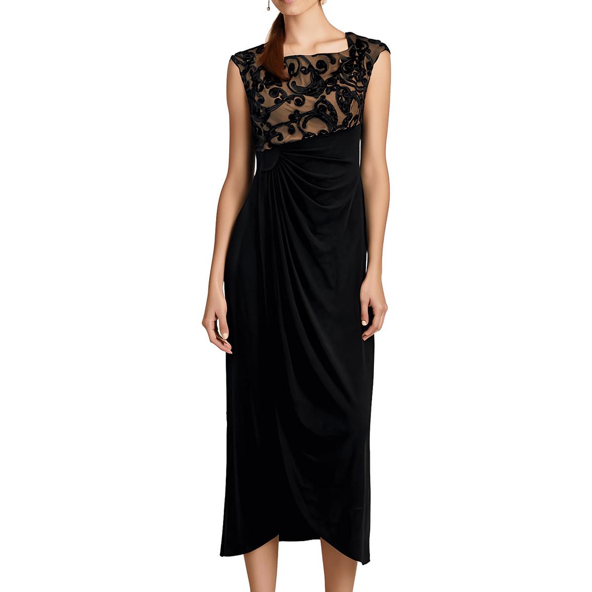 Petites Mesh Inset Abendkleid