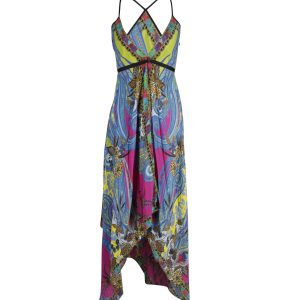 Etro bedruckter Halfter Maxikleid aus mehrfarbiger Seide