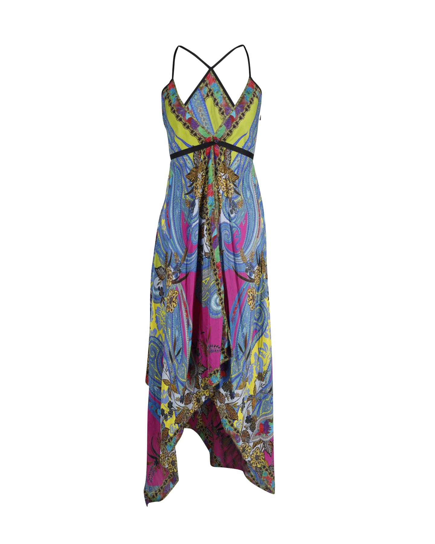 Etro Bedrucktes Neckholder Maxi Kleid aus mehrfarbiger Seide