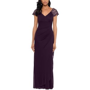 Petites Lace Shoulder V Neck Maxikleid