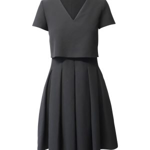 Maje Pleated Rock Minikleid in schwarzem Polyester