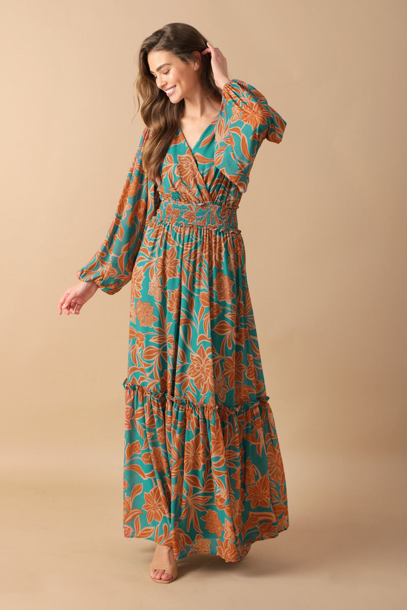 FLIEßENDE FAUNA gewebt MAXI KLEID