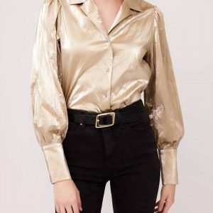 Kira Button Up Hemd in Goldstaub