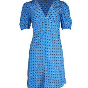 Staud Milla Blumenmuster Mini-Kleid in blauer Rayon 7748711350332