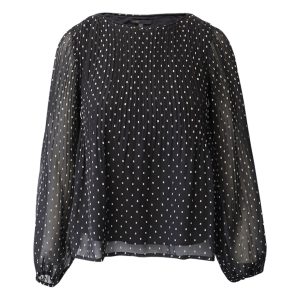Maje Polka Dot Langarmbluse aus schwarzem Polyester
