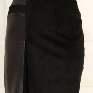 Veganer Rock aus Wildlederimitat/Leder in Schwarz