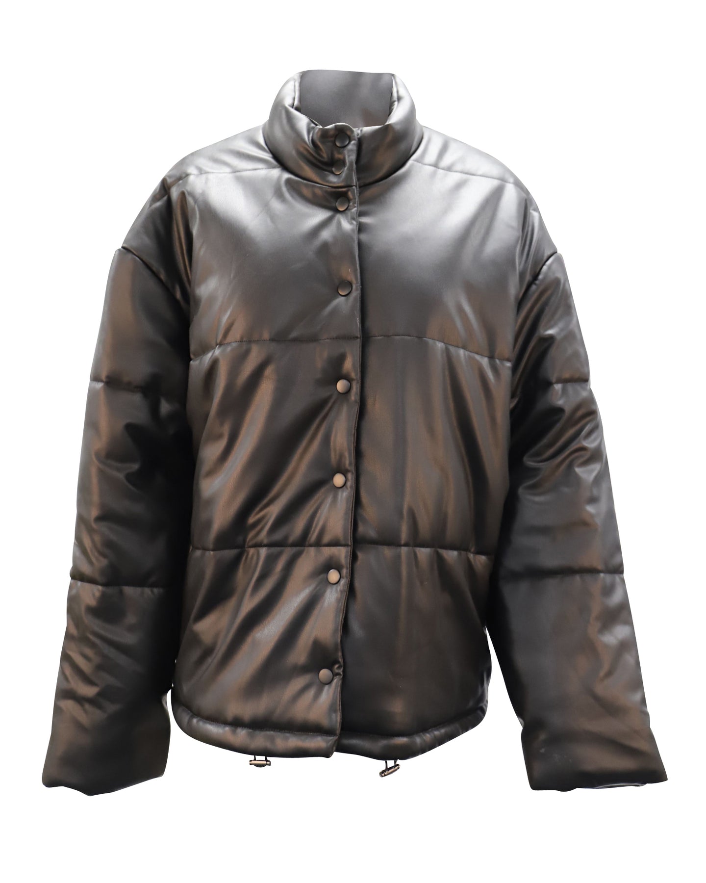 Rails Imitat Leder Pufferjacke aus schwarzem Polyester