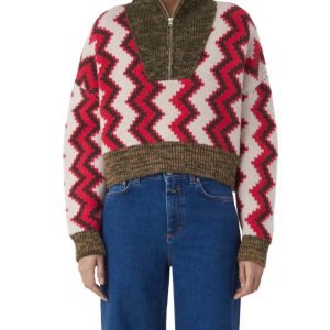verkürzt Halfzip Pullover mit langen Ärmeln in Mehrfarbig