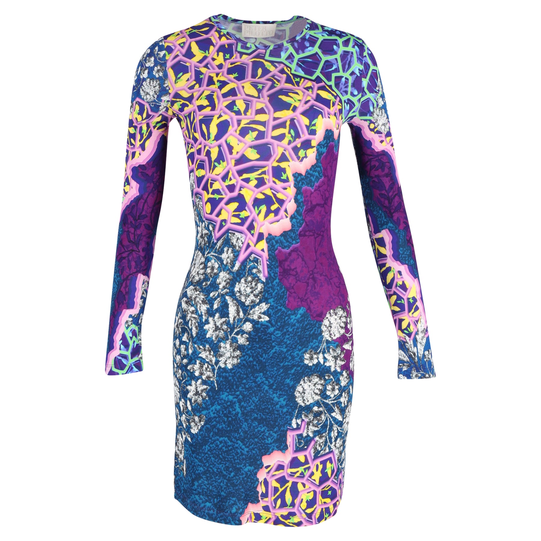 Peter Pilotto Marine bedrucktes Bodycon Kleid aus mehrfarbiger Viskose