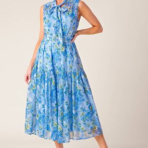EVER AFTER POWER blau gewebt Midikleid