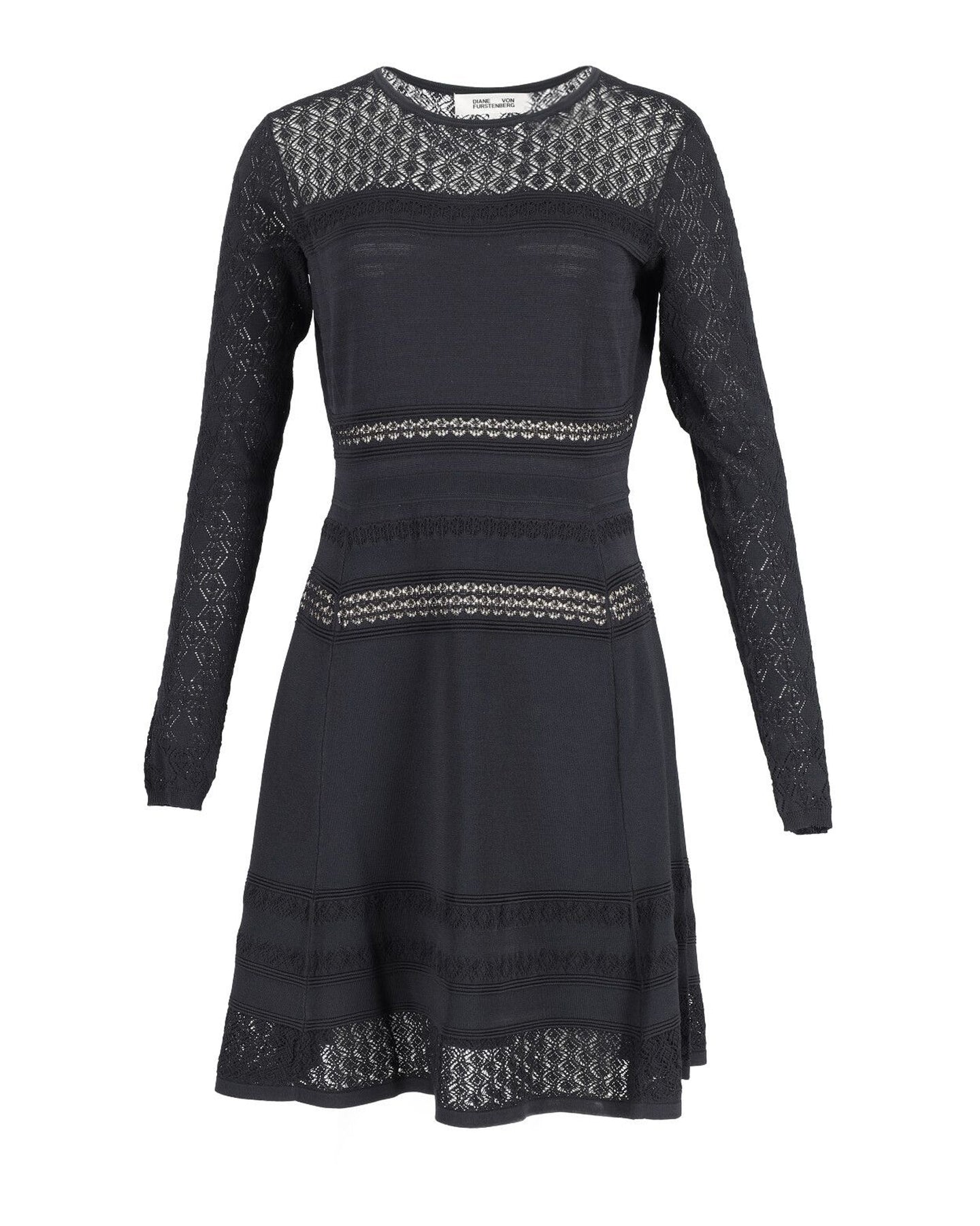 Diane Von Furstenberg Minikleid mit Spitzenmuster in Schwarz Viskose