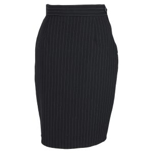 Moschino gestreifter Bleistiftrock aus schwarzer Wolle – 7748704665660