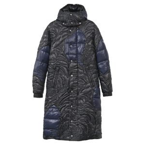 Valentino X Moncler Bestickte Tiger Re-Edition gesteppte Daunenmantel in blau Nylon