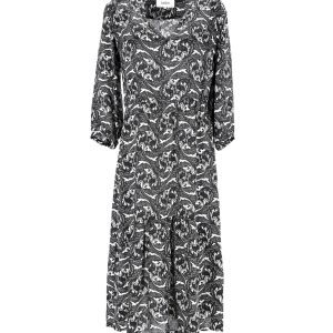 Ba&Sh Paisley-Print Midikleid in schwarzer Viskose 7748715413564