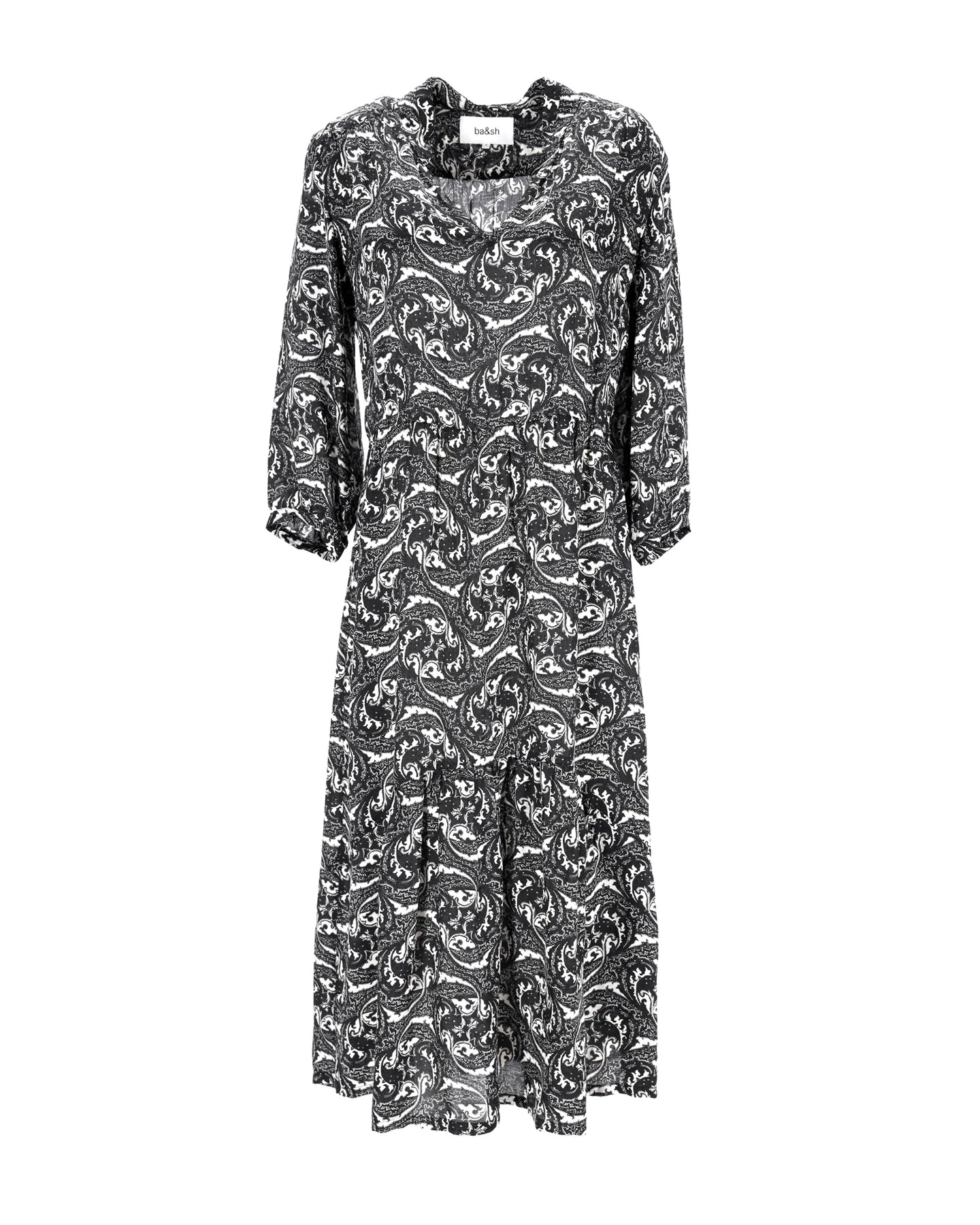 Ba&Sh Paisley-Muster Midikleid aus schwarzer Viskose