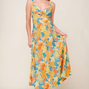 TWIRL ME blau gewebt Midikleid