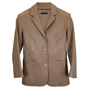 The Row Essentials Nolbon Jacke aus braunem Leder 7748694933564