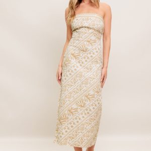 BOHO TROPIC DRAPE Gewebtes Midikleid