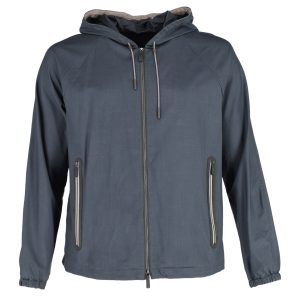 Ermenegildo Zegna Leggerissimo Traveller Kapuzenjacke aus blauem Leinen 7748704632892