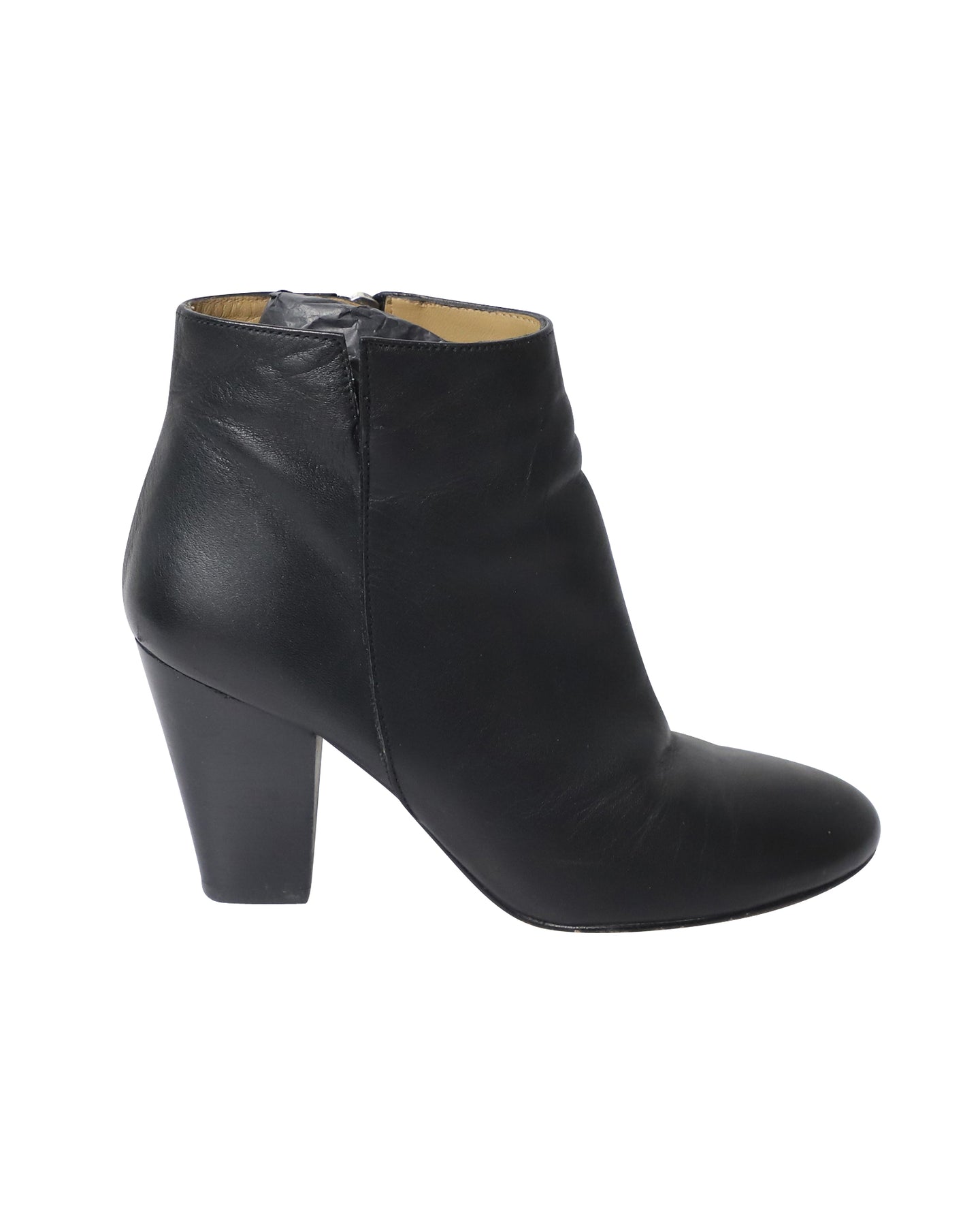 Grob Mid-Heel Stiefeletten aus schwarzem Leder