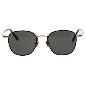 Linda Farrow Trouper Sonnenbrille aus Gold und schwarzem Titan und Acetat 7748707090492