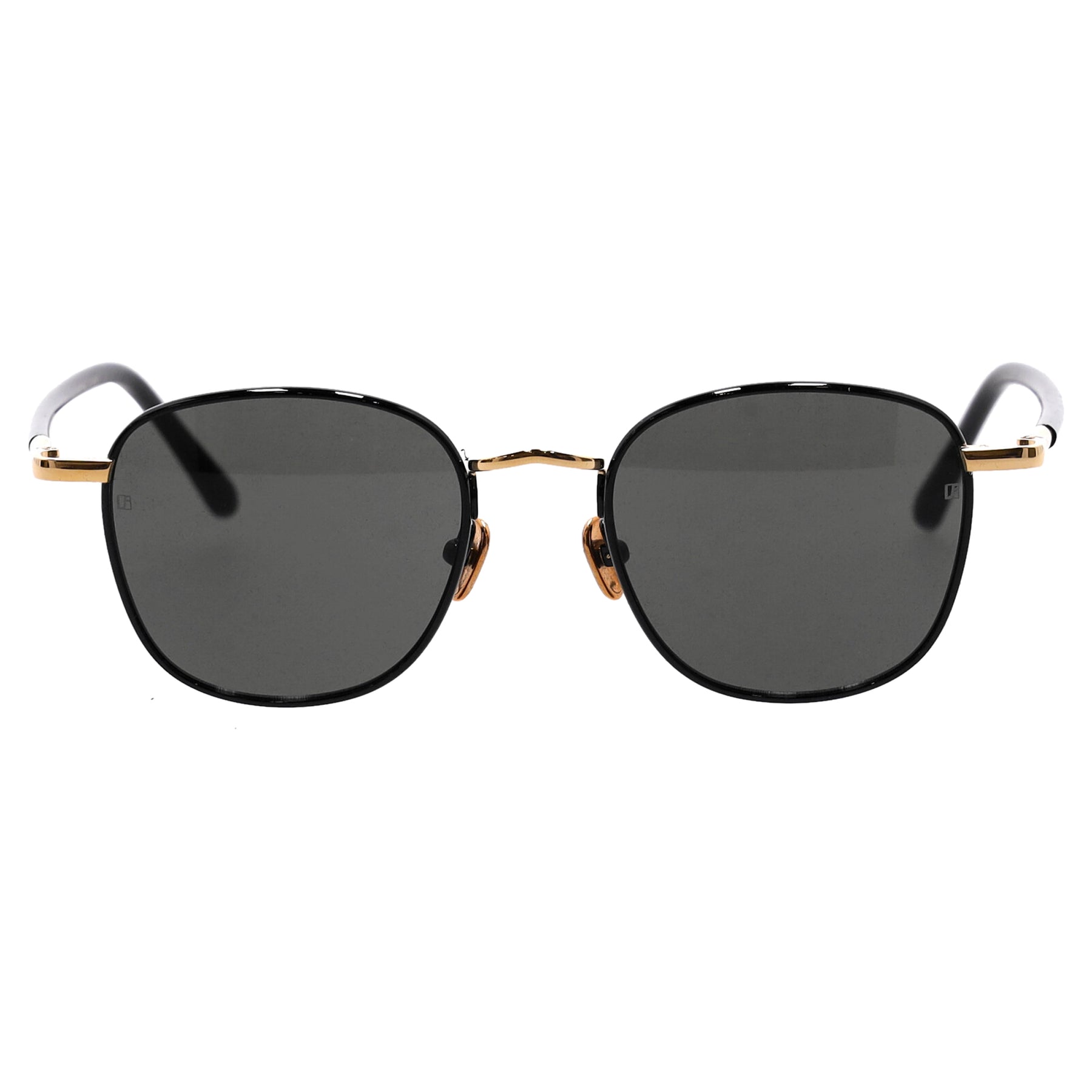 Linda Farrow Trouper Sonnenbrille in Gold und Schwarz Titan und Acetat