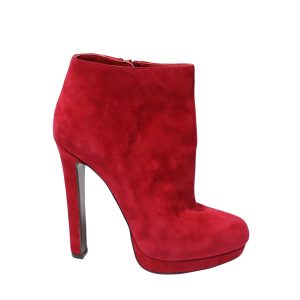 Alexander McQueen Stiefeletten aus rotem Wildleder