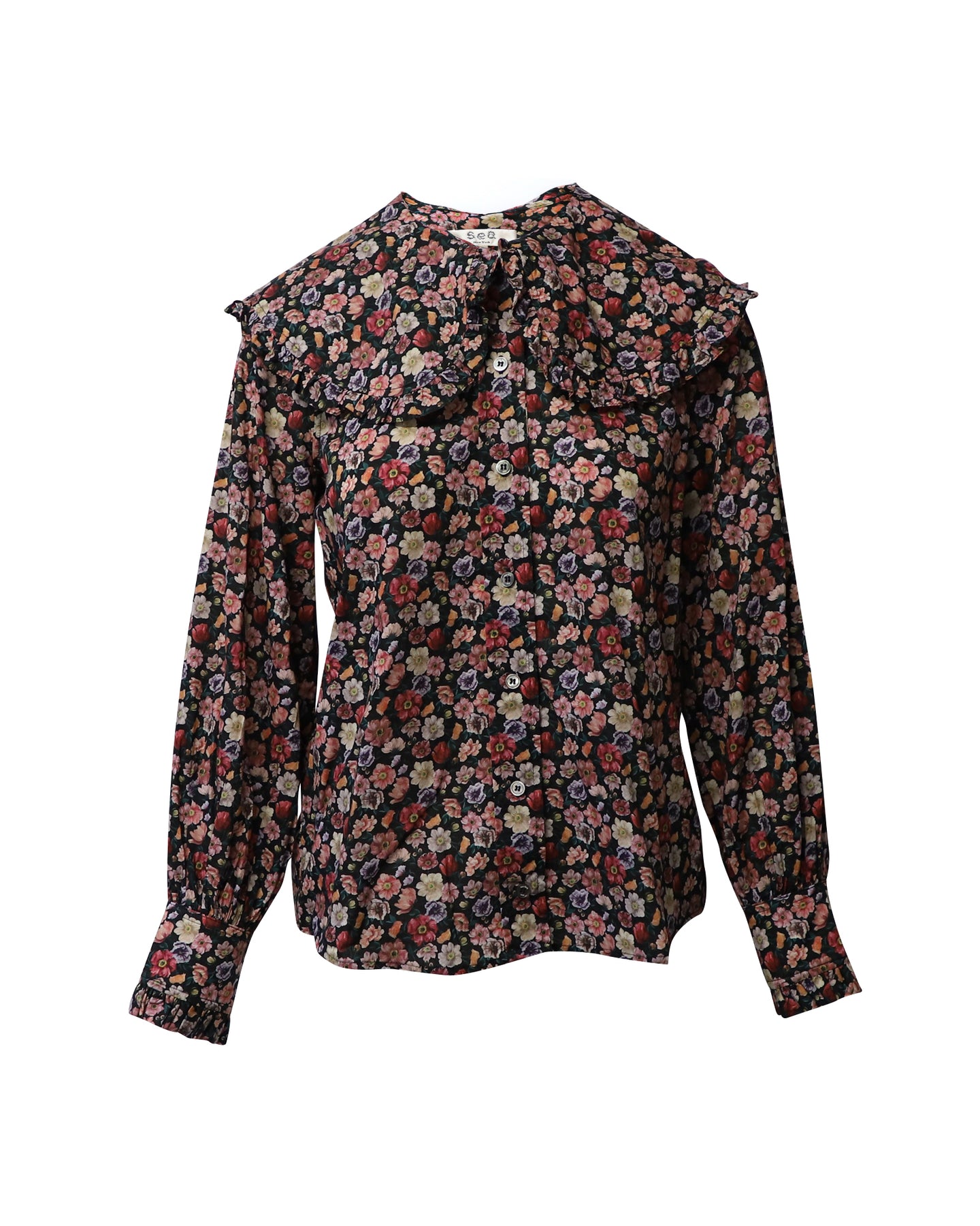 Meer New York Leslie Peter Pan Collar Top aus mehrfarbiger Baumwolle