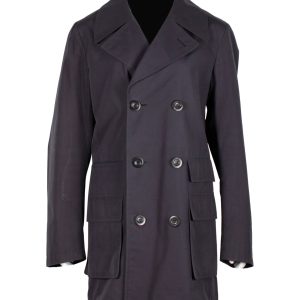 Valentino Garavani Zweireihiger Mantel aus blauer Wolle