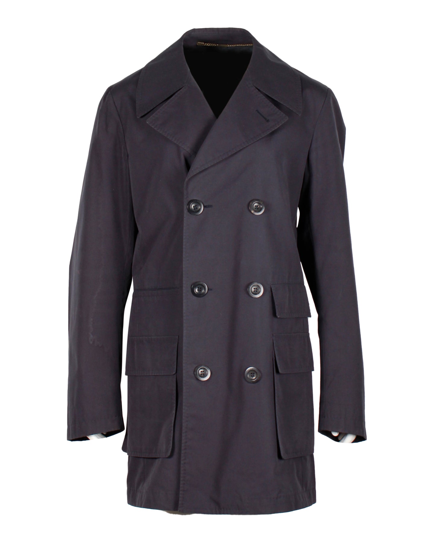 Valentino Garavani Zweireihiger Mantel aus blauer Wolle