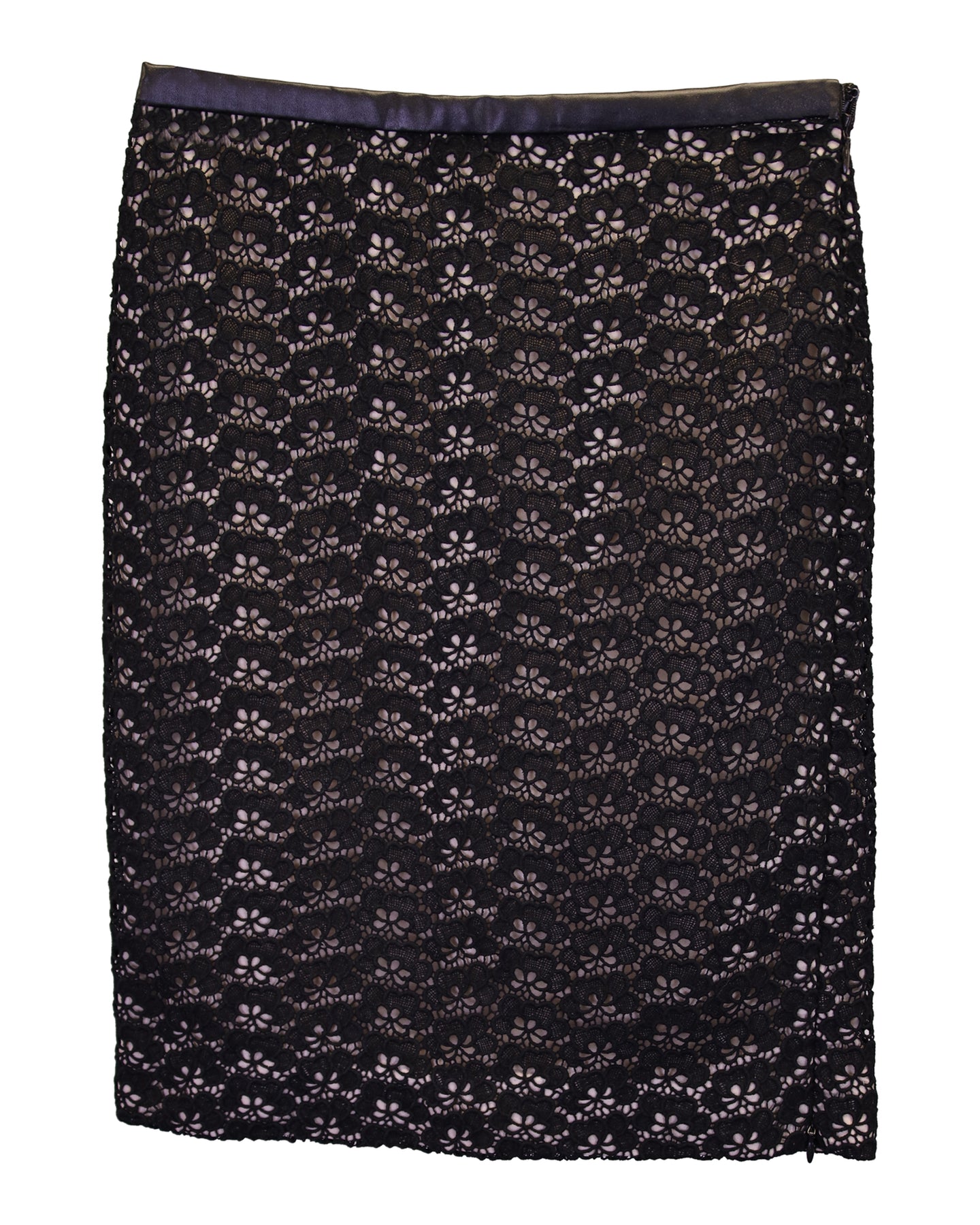 Diane Von Furstenberg Spitze Nude Lining Bleistiftrock aus schwarzer Baumwolle