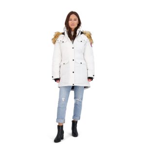 Parka Mantel für Damen-isolierte Kunstfell Kapuze Winterjacke