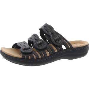 gesticktes Leder Strappy Sandalen