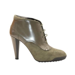 Tod's High Heel Stiefel mit Schnürung aus Veloursleder und Leder