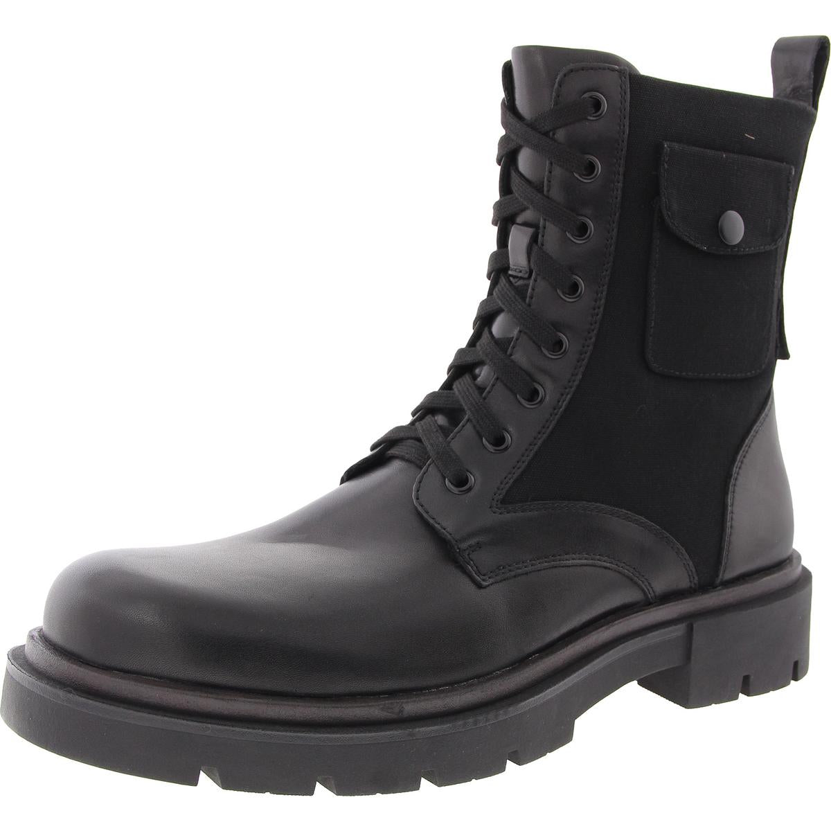 Schwarze Leder Combat & mit Schnürung Stiefel