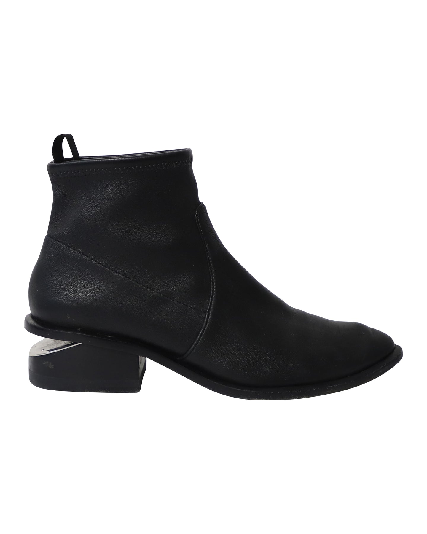 Alexander Wang Kori Ausschnitt Stiefeletten aus schwarzem Leder