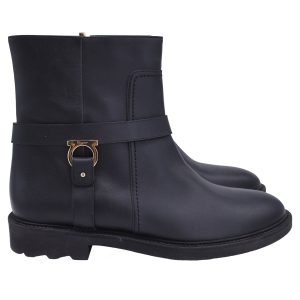 Salvatore Ferragamo Lampo Moto Stiefel aus schwarzem Leder