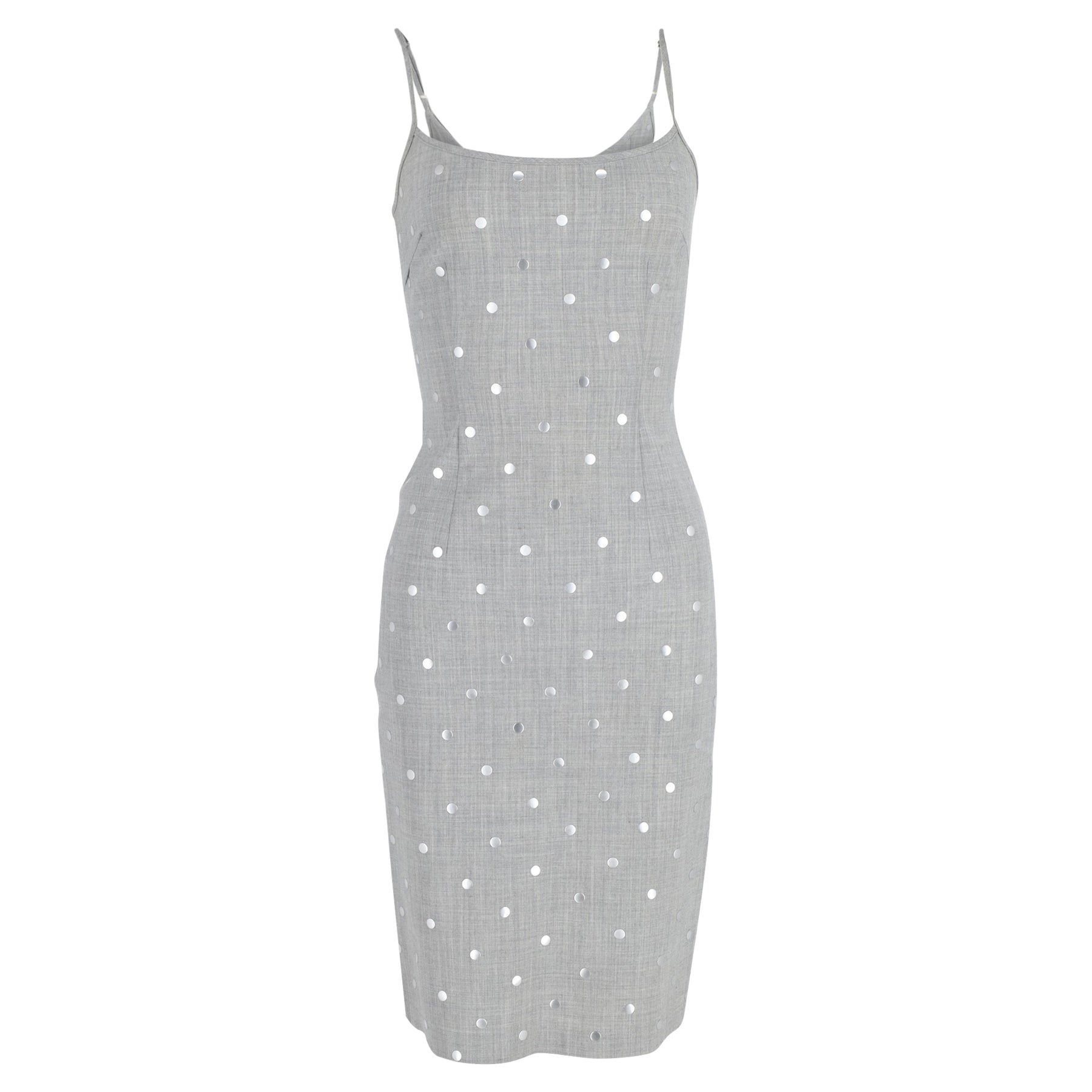 Moschino Jeans Polka Dot Midikleid aus grauem Polyester