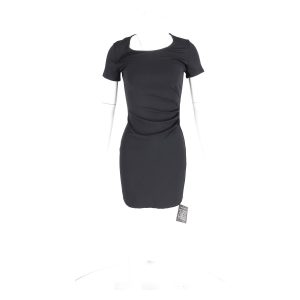Theory Gathered Minikleid in schwarzer Viskose