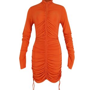 A.L.C Nolan Gerafftes Kleid in Orange Viskose